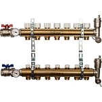 Коллектор Stout распределительный из латуни без расходомеров 1/3/4x7